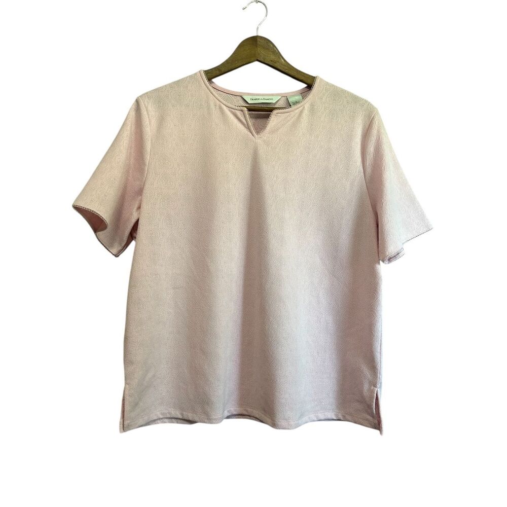 Draper's & Damon's Pink‎ Paisley Knit Short Sleeve Top Women's Size L